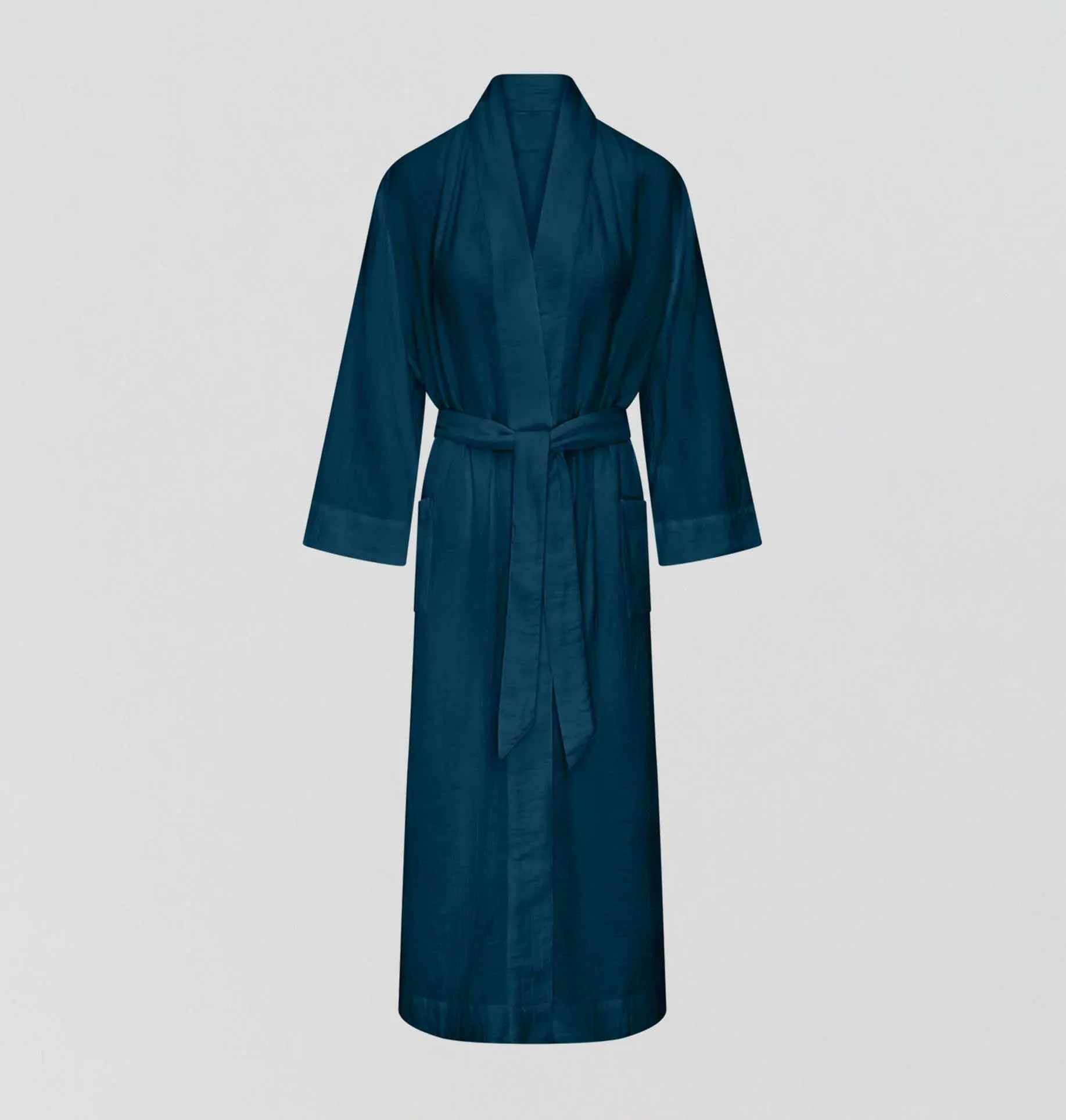 Belted cotton robe [Navy]