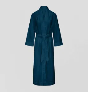 Belted cotton robe [Navy]