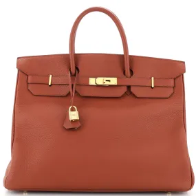 Birkin Handbag Rouge Venetian Clemence with Gold Hardware 40