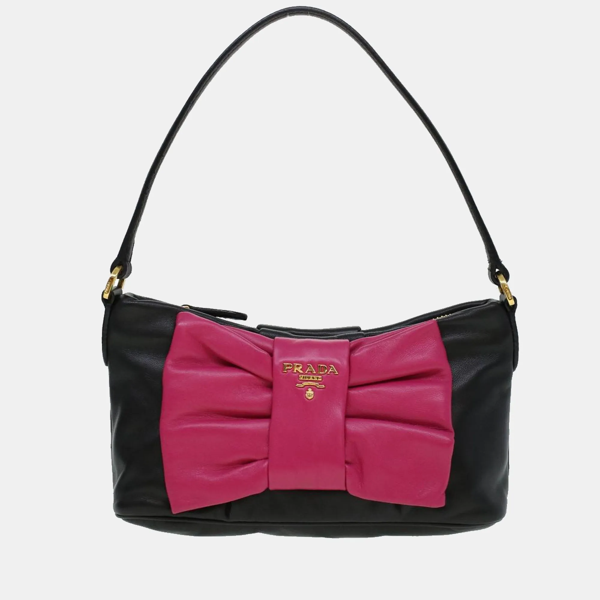 Black Leather Ribbon Handbag