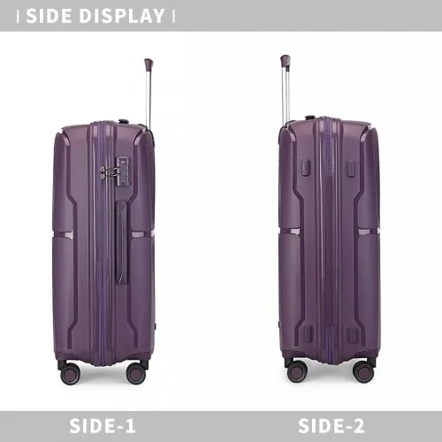 British Traveller 20 Inch Spinner Hard Shell PP Suitcase with TSA Lock - Purple