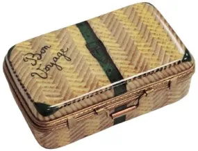 Brown Suitcase Travel Case Limoges Box Porcelain