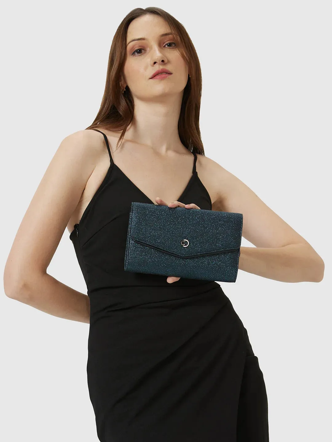 Caprese Junie Flapover Clutch Large Navy