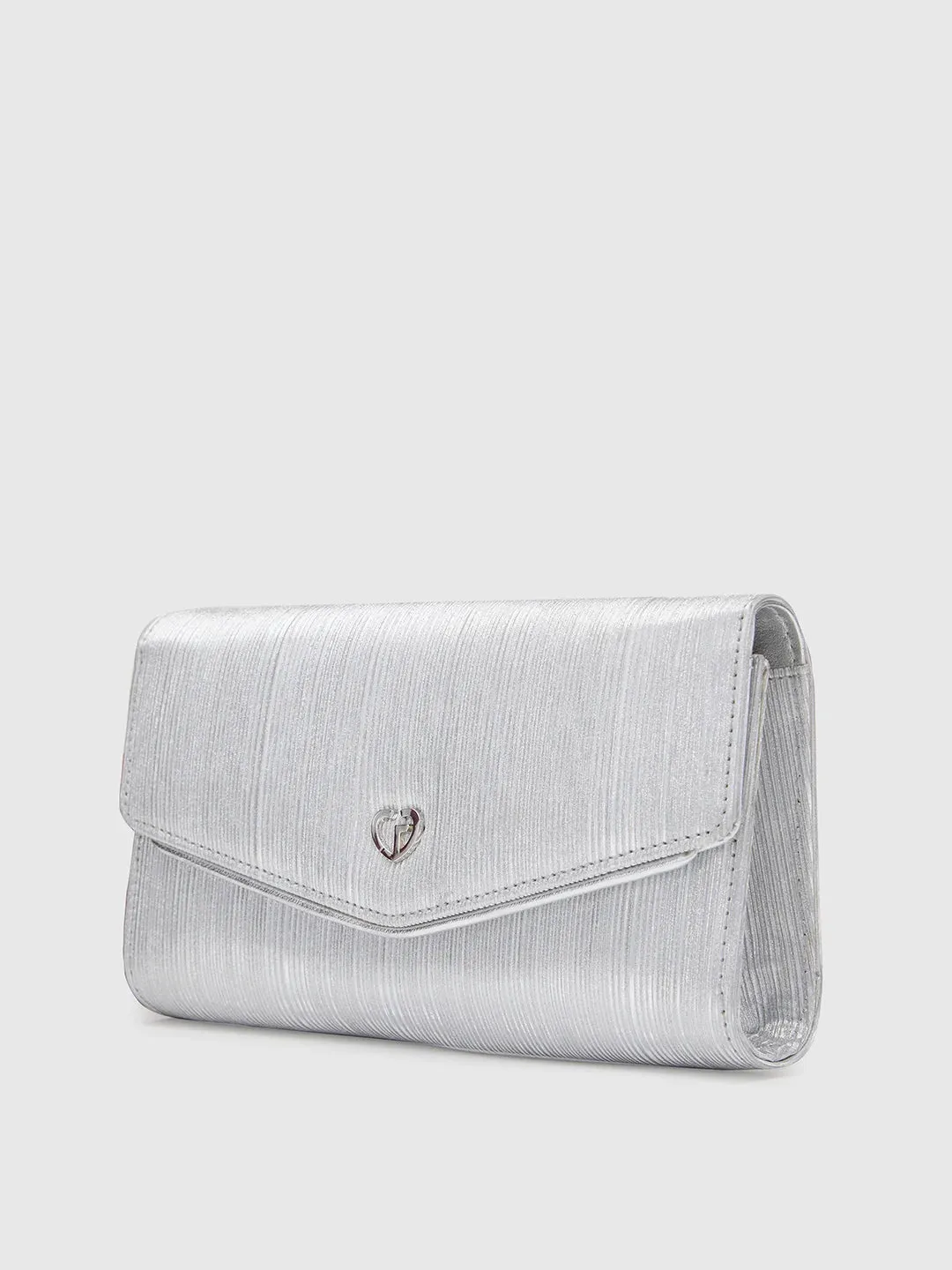 Caprese Junie Flapover Clutch Large Silver