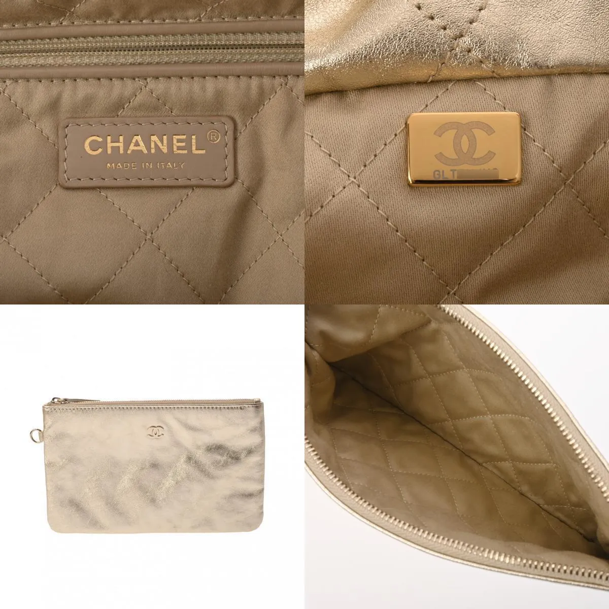 Chanel 22 Small Handbag Metallic Gold