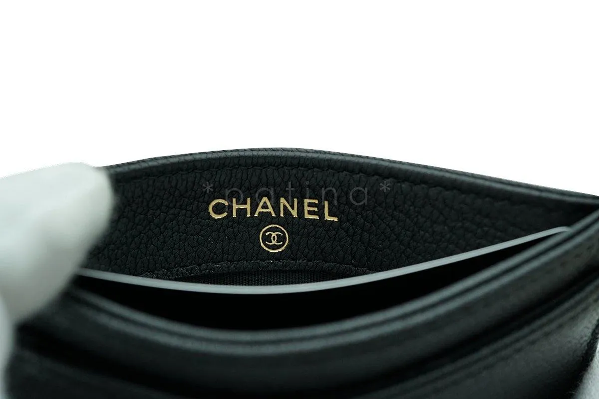 Chanel Black Logo Slim Card Holder Case Wallet Bag