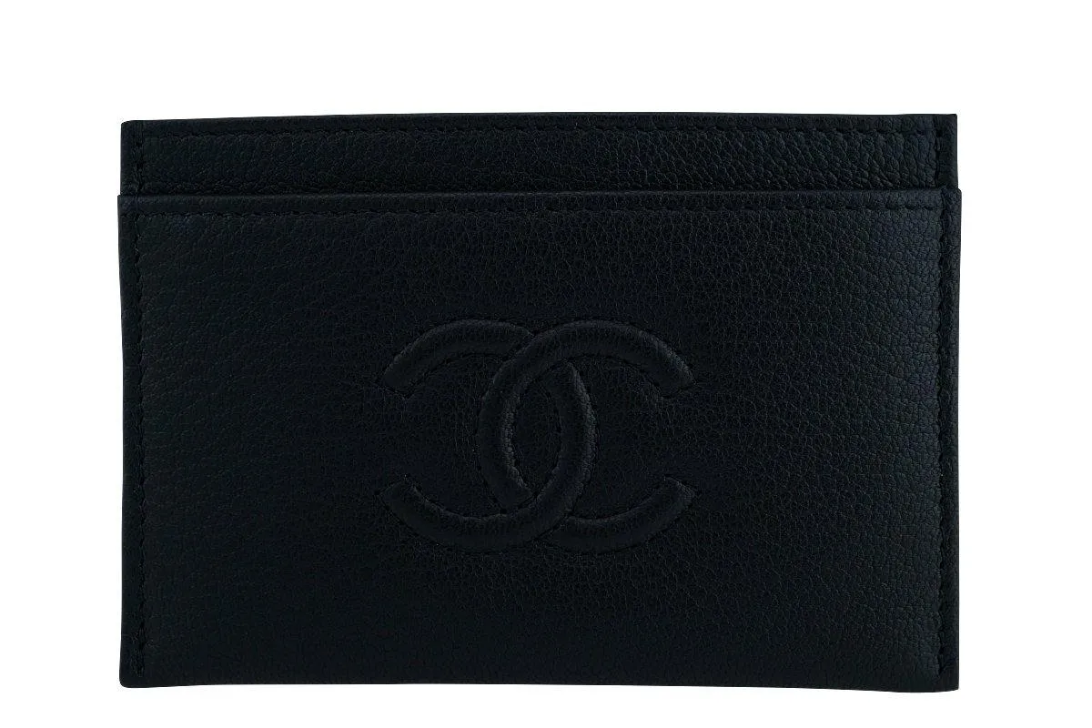 Chanel Black Logo Slim Card Holder Case Wallet Bag