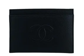 Chanel Black Logo Slim Card Holder Case Wallet Bag