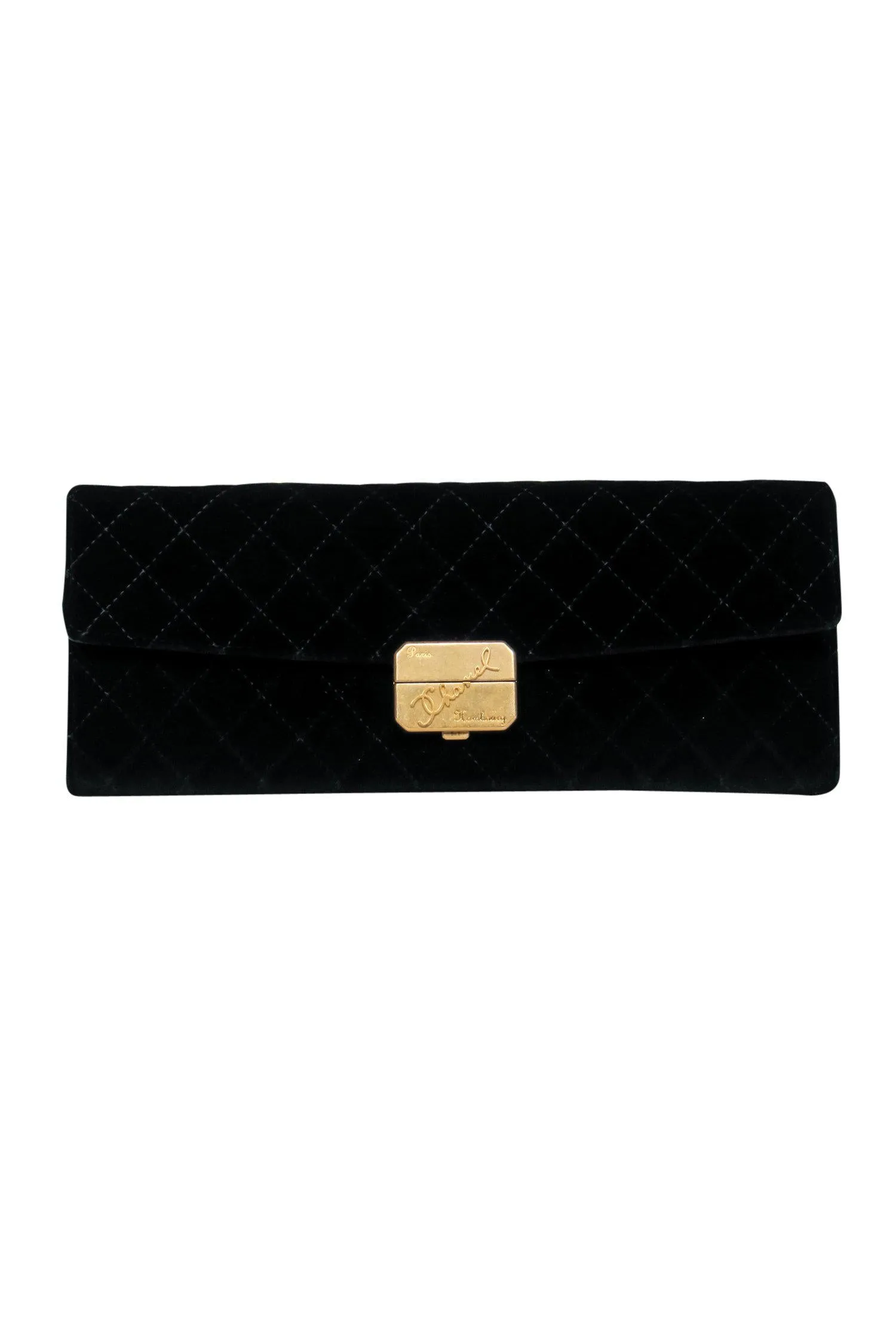 Chanel - Black Velvet Quilted Clutch