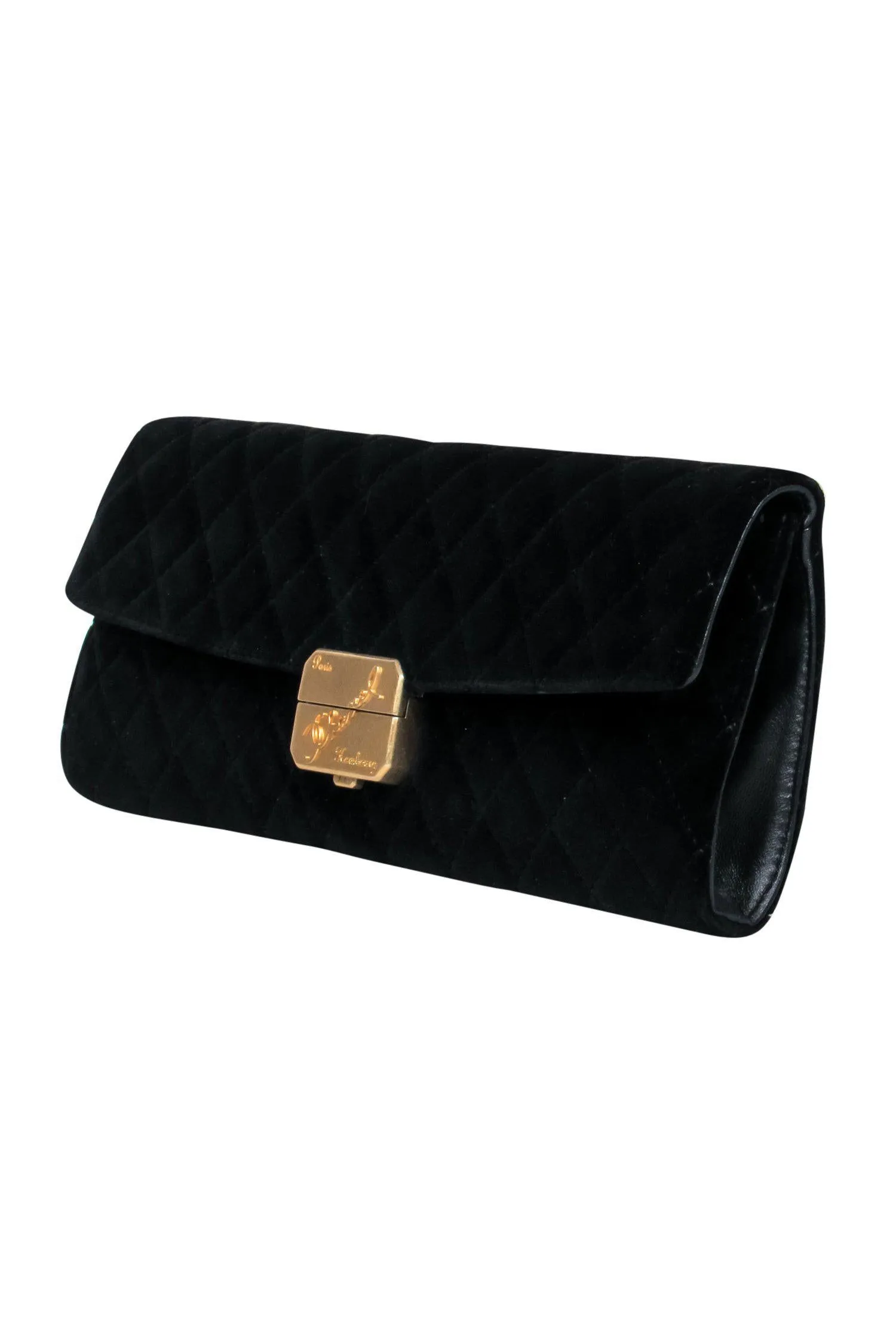 Chanel - Black Velvet Quilted Clutch