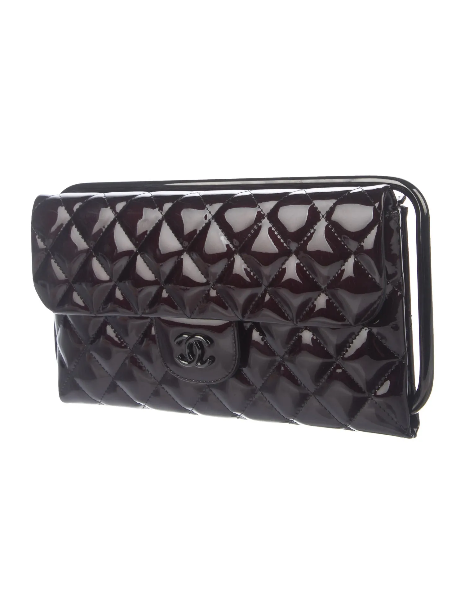 Chanel Classic Flap Patent Black Frame Clutch