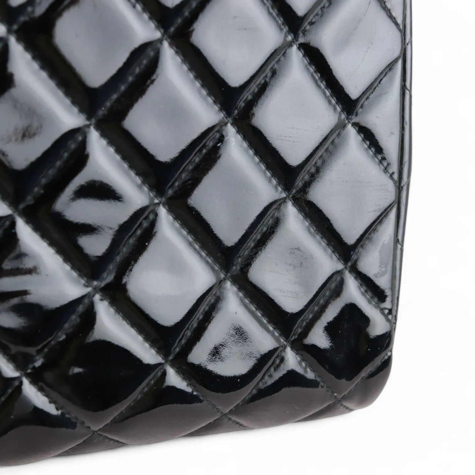 Chanel Clutch with Chain Flap Patent Quilted Black SHW