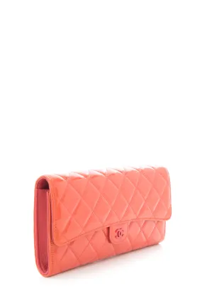 Chanel Coral Patent Leather Quitled Wallet/ Clutch