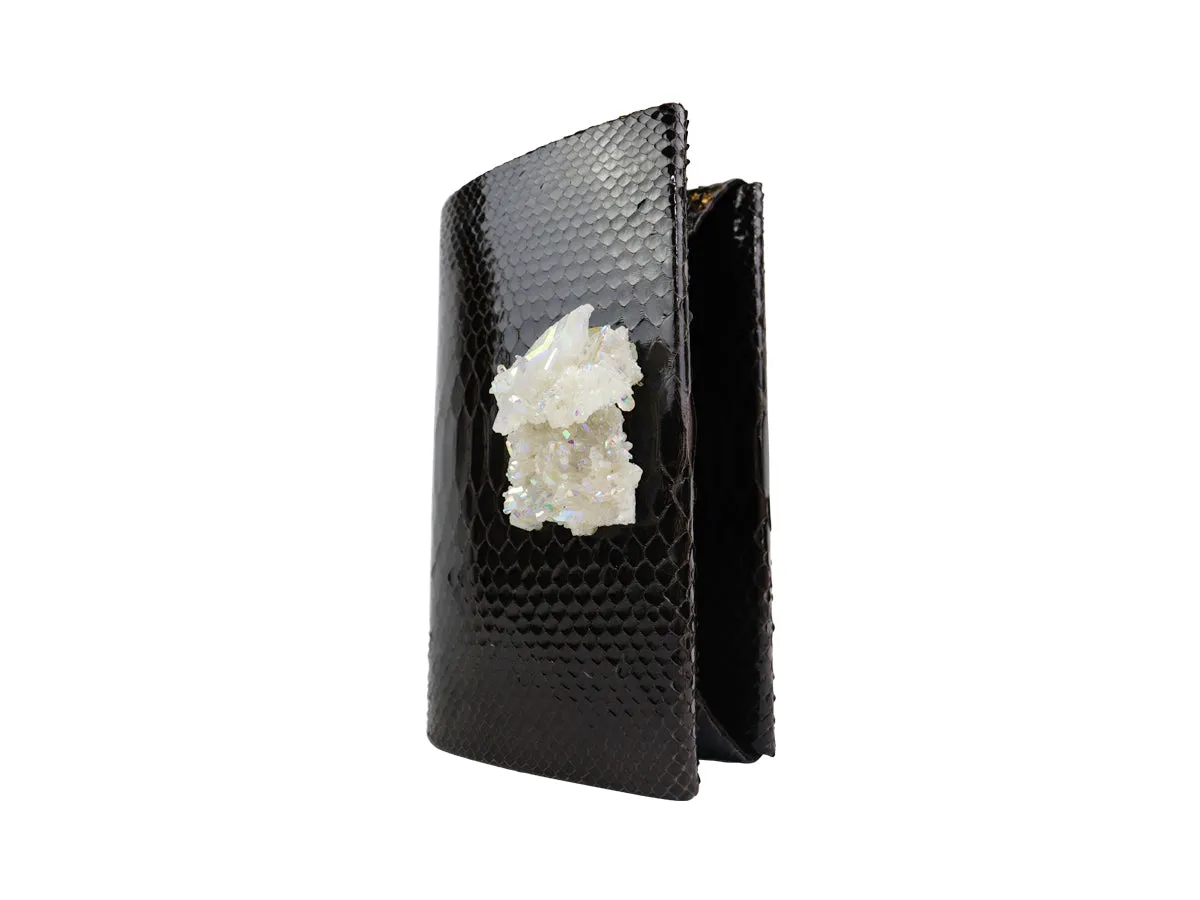 Chocolate Python & Aura Quartz Classic Clutch