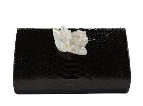 Chocolate Python & Aura Quartz Classic Clutch