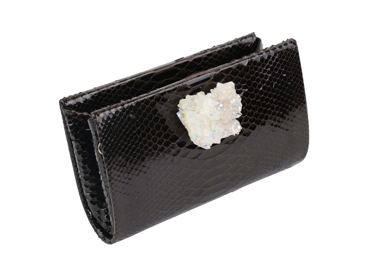 Chocolate Python & Aura Quartz Classic Clutch