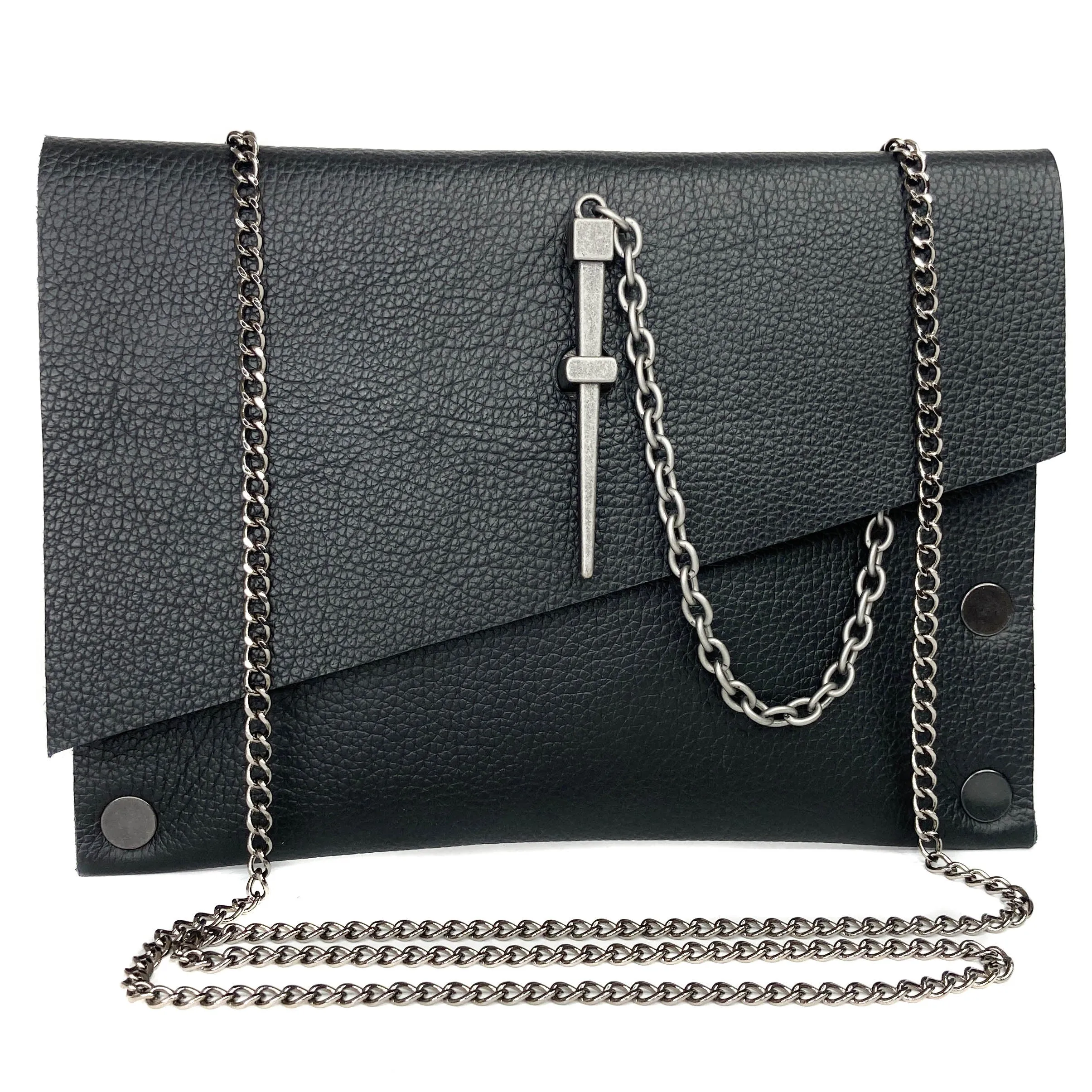 Classic Black Dagger Clutch - Gunmetal