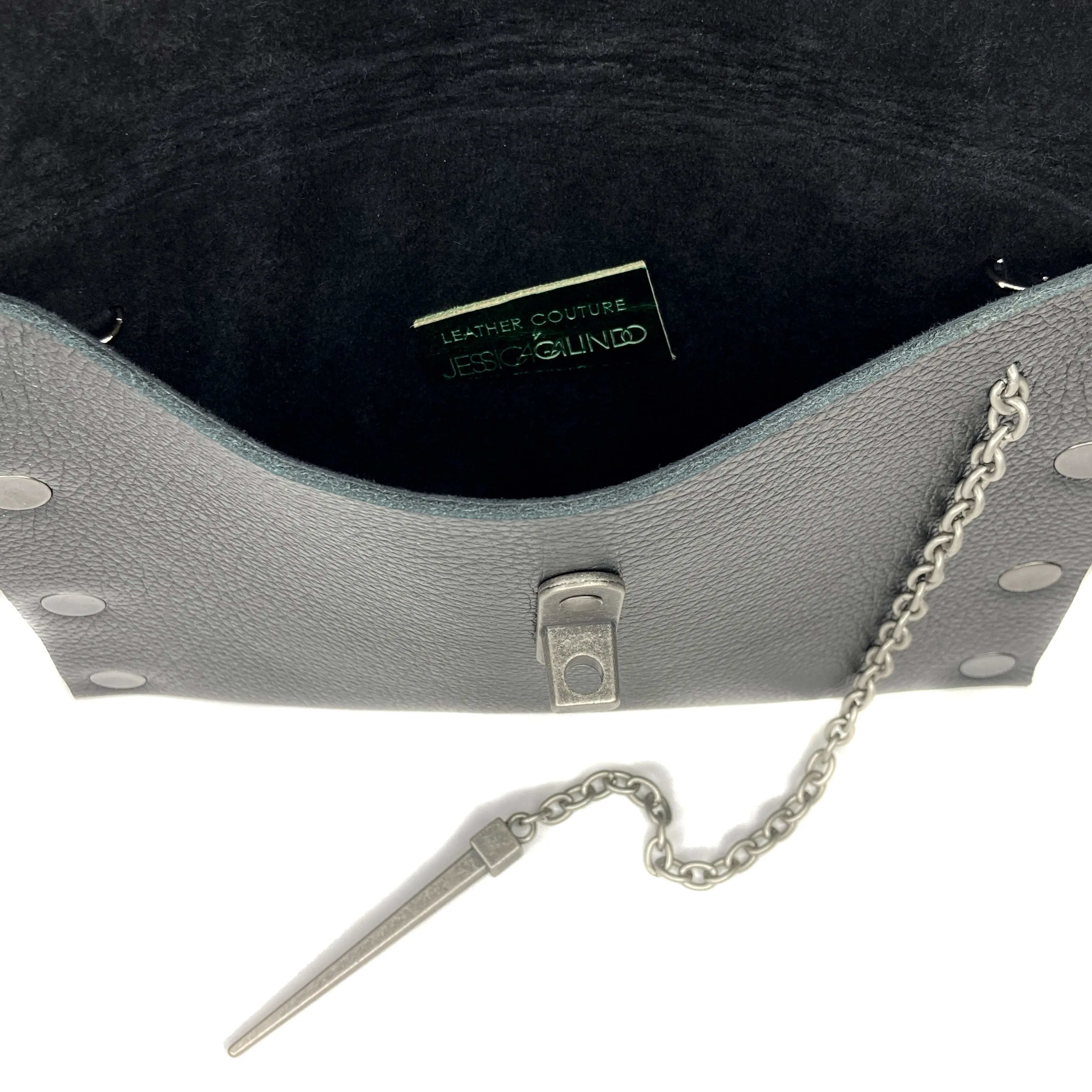 Classic Black Dagger Clutch - Gunmetal