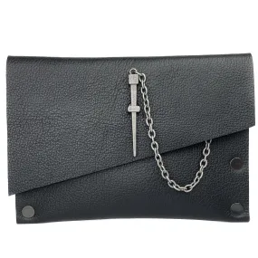 Classic Black Dagger Clutch - Gunmetal