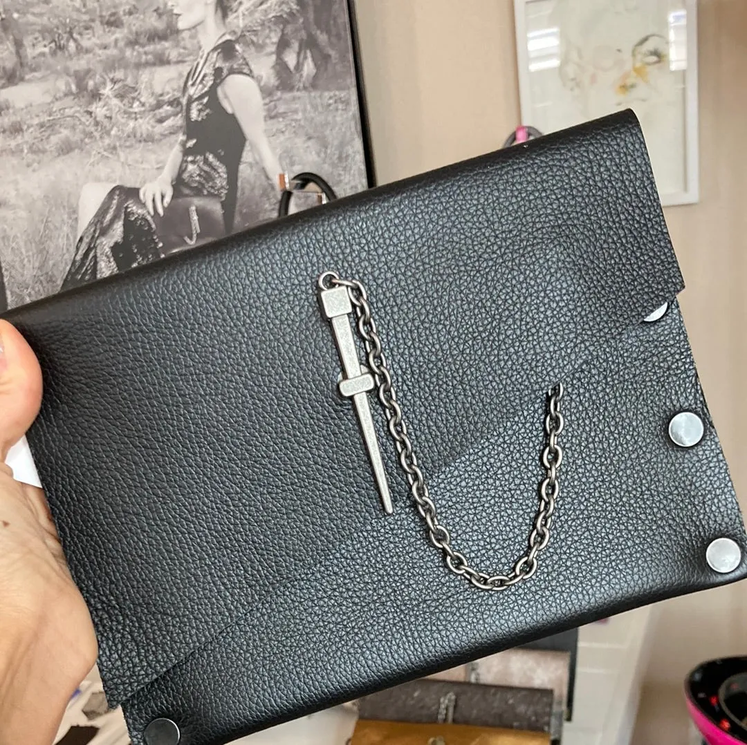 Classic Black Dagger Clutch - Gunmetal