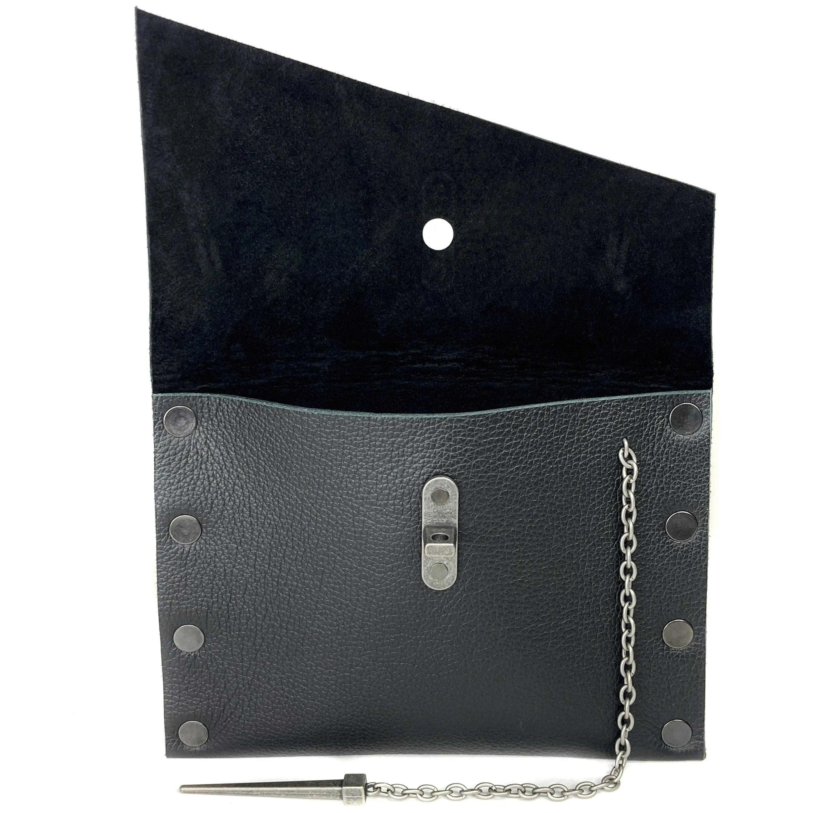 Classic Black Dagger Clutch - Gunmetal