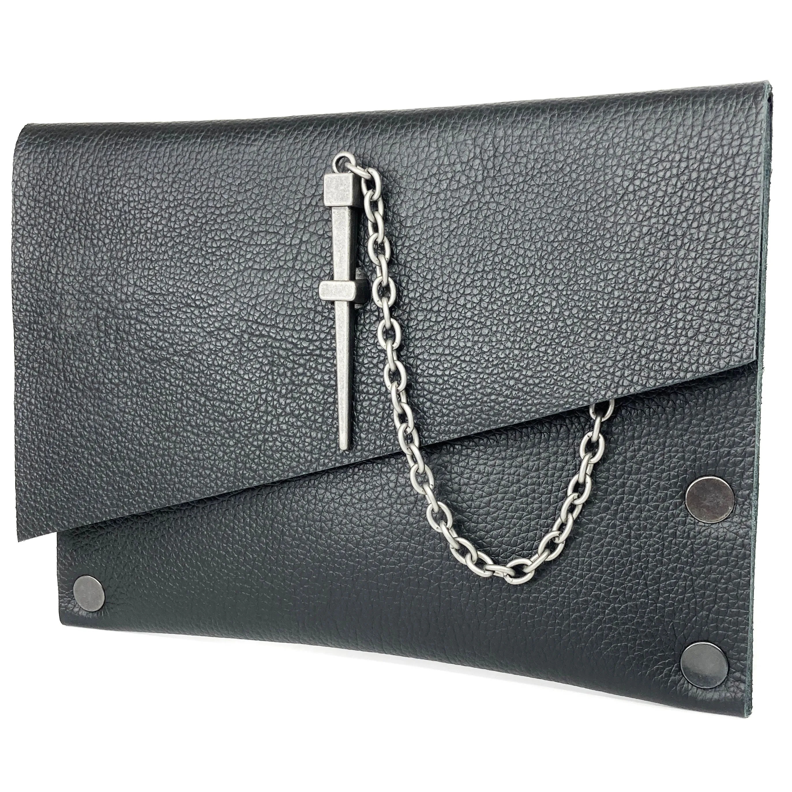 Classic Black Dagger Clutch - Gunmetal