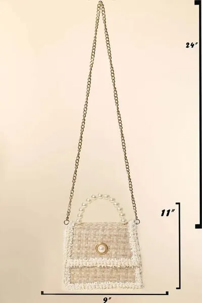 Fame Pearly Trim Woven Handbag