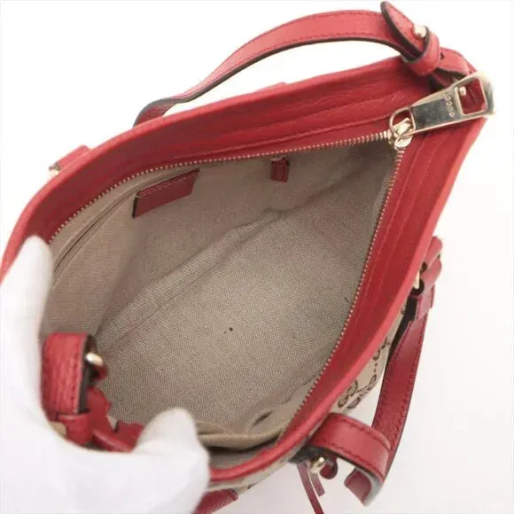 Gucci GG Canvas Two-Way Shoulder Bag Beige x Red