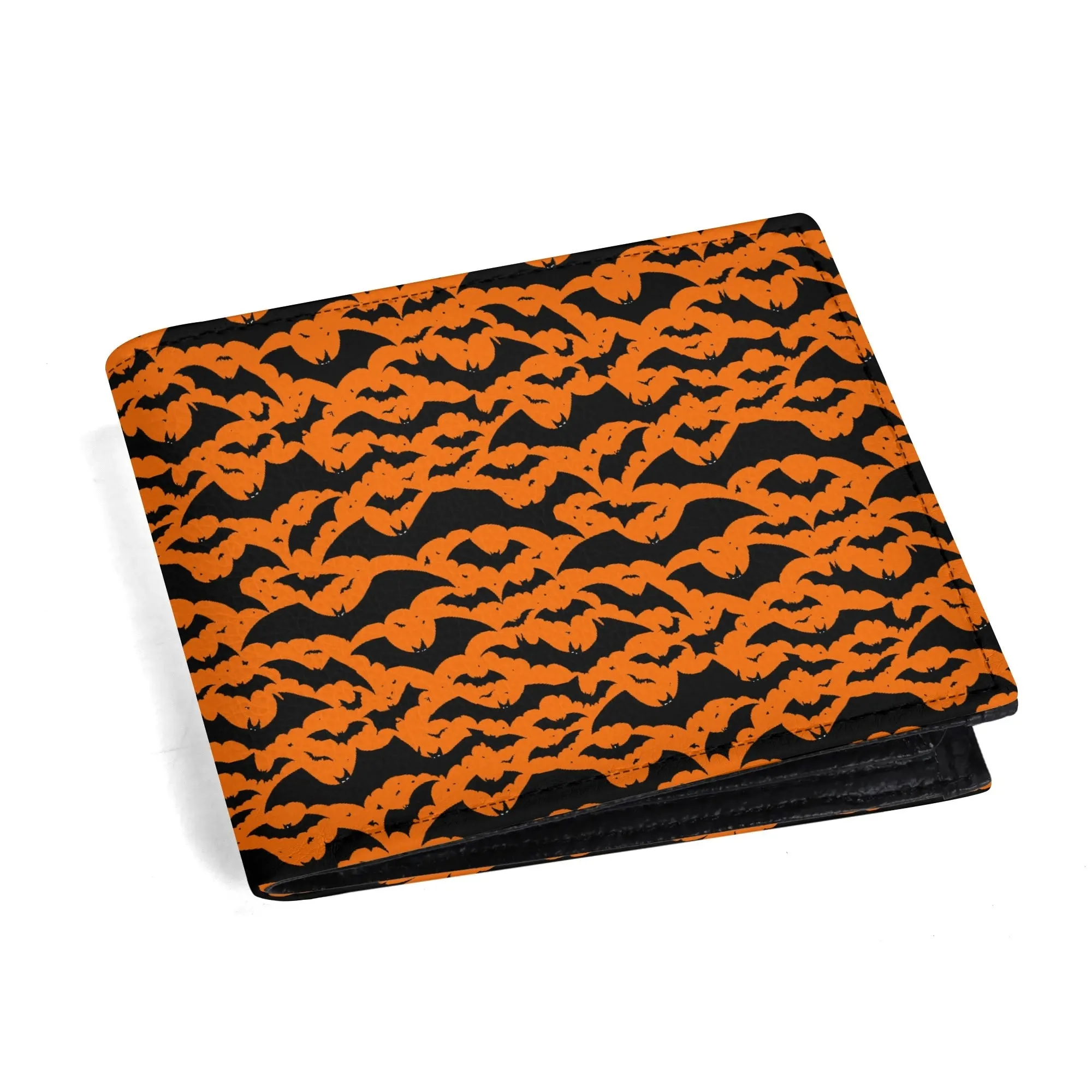 Halloween Bats Mens Minimalist Leather Folded Wallet