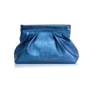 Kiss Leather  Pouch - Metallic Blue