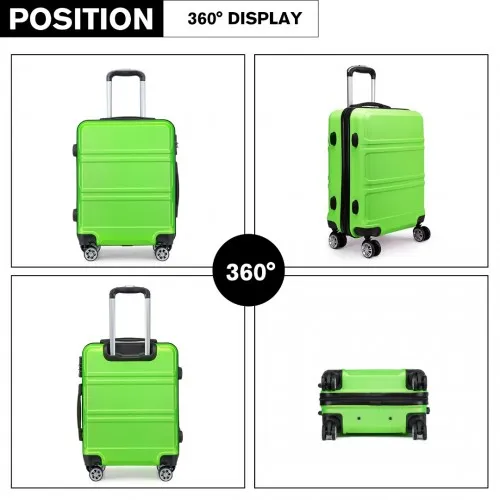 Kono 3 Piece ABS Sculpted Horizontal Design Suitcase Set in Green - Lightweight & Durable Travel Luggage