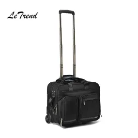 LeTrend Business Men Rolling Luggage 18 Inch Hand Trolley Multifunction Carry On password Suitcase Wheels Laptop Travel Bag