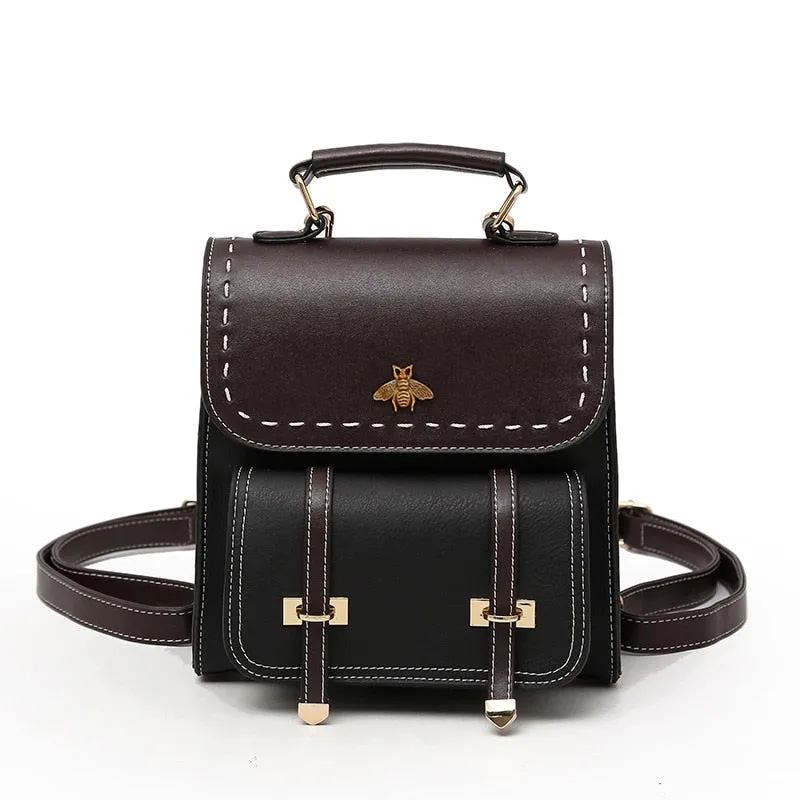 Pu Leather Preppy Women Famous Backpack