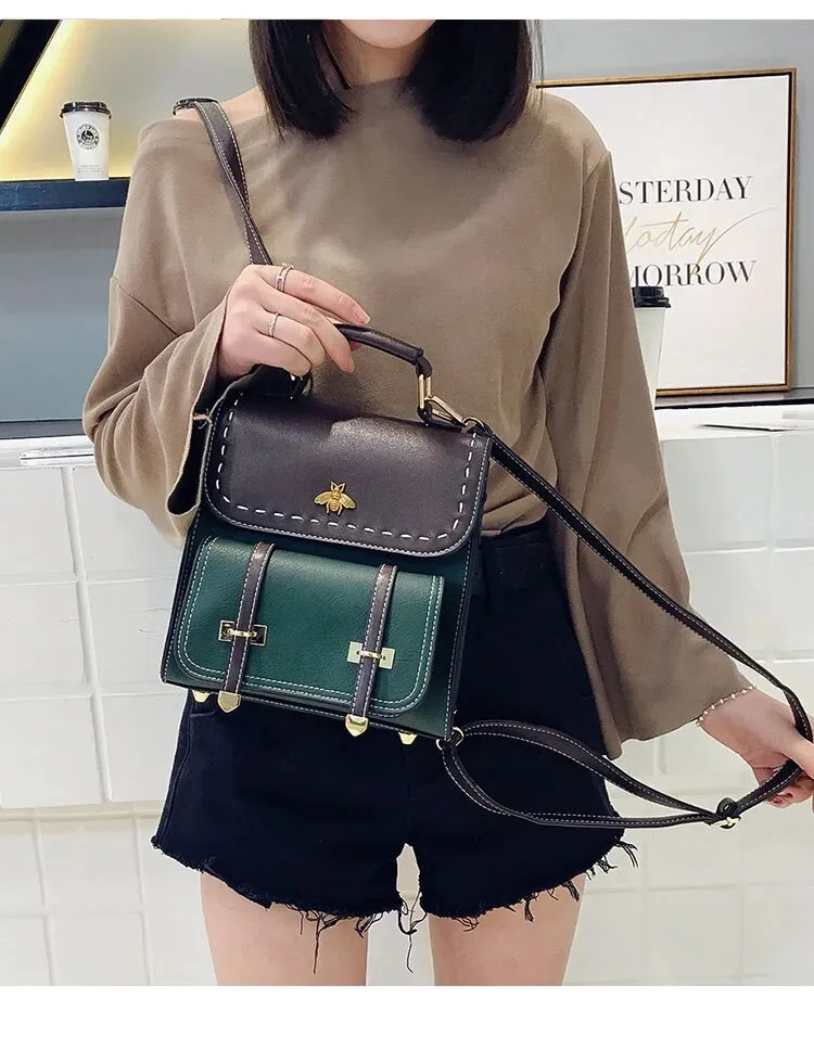 Pu Leather Preppy Women Famous Backpack