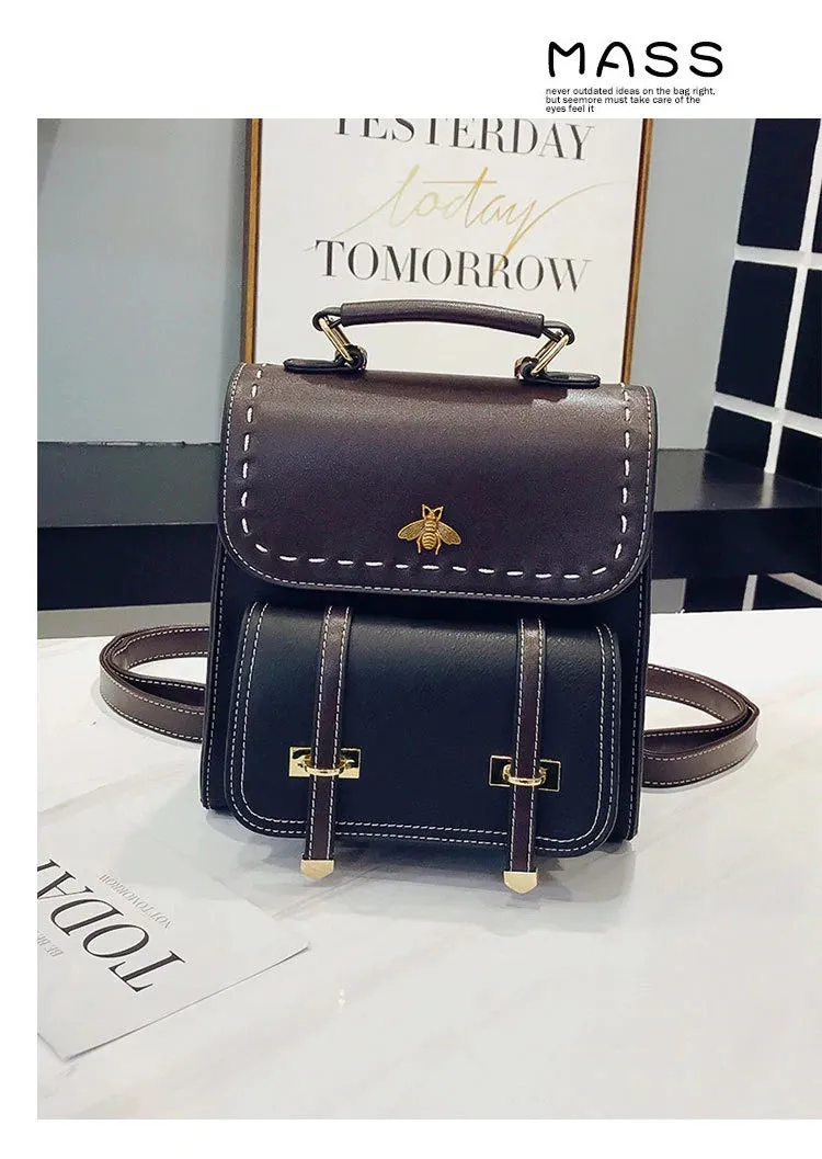 Pu Leather Preppy Women Famous Backpack