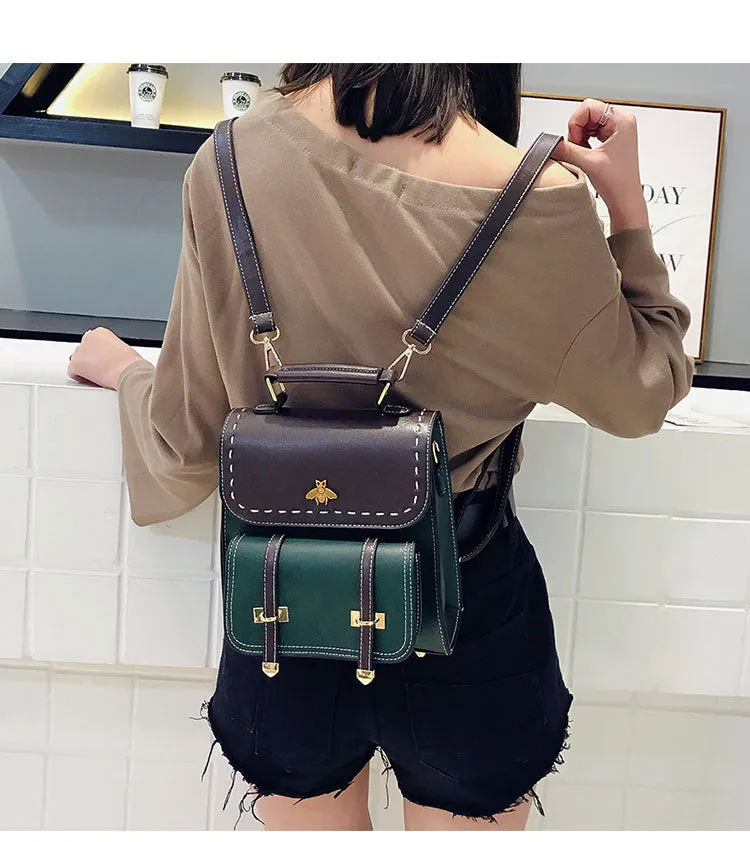 Pu Leather Preppy Women Famous Backpack