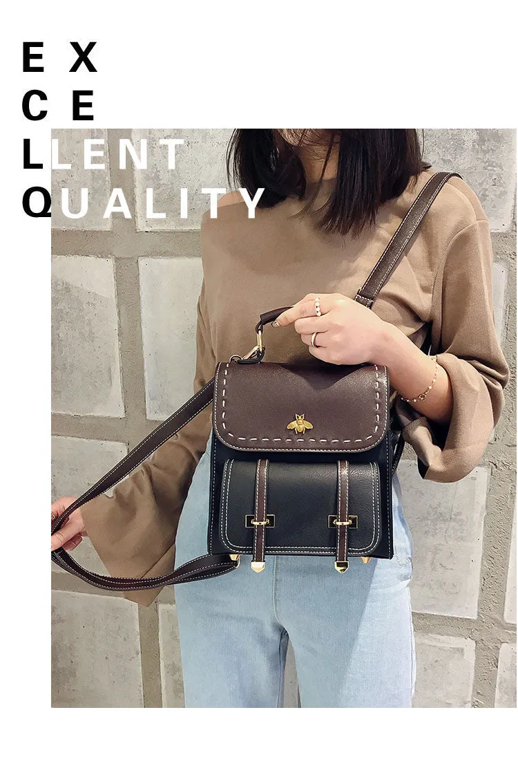 Pu Leather Preppy Women Famous Backpack