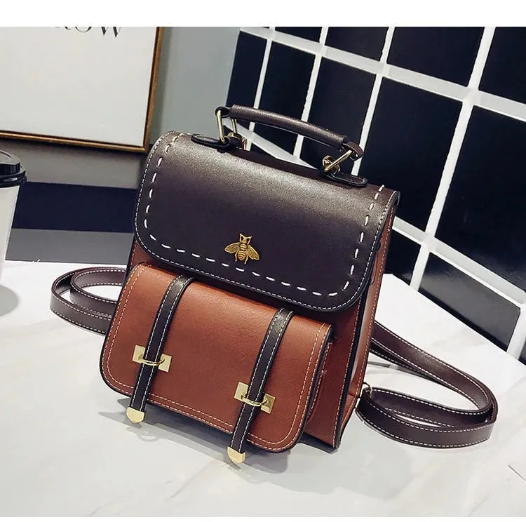 Pu Leather Preppy Women Famous Backpack