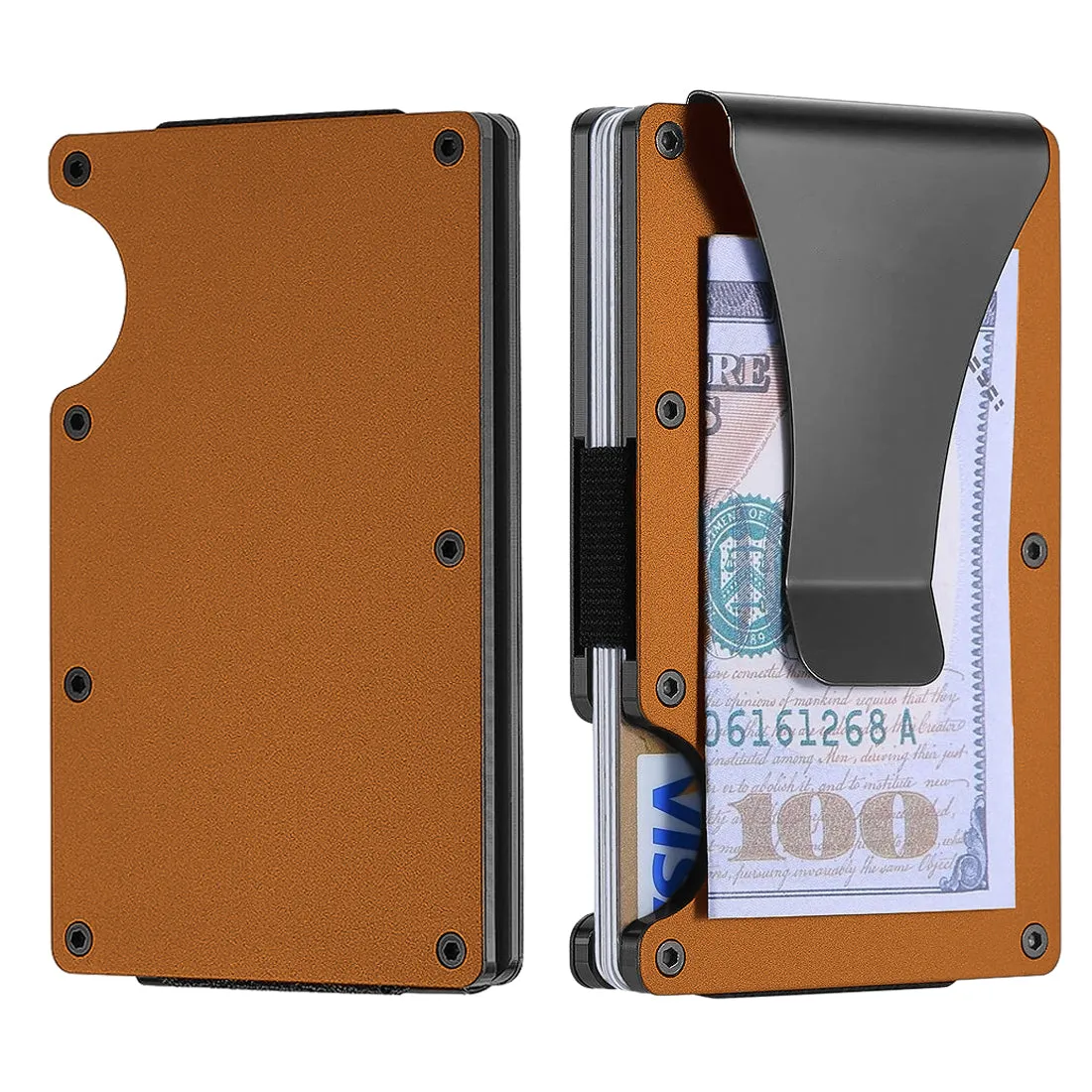 RFID Blocking Minimalist Scratch Resistant Slim Credit Card Holder Wallet with Easily Removable Money Clip