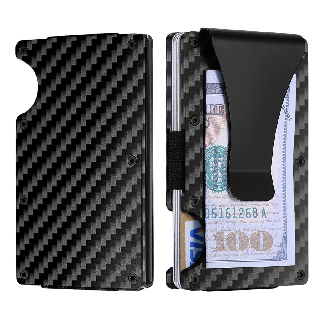 RFID Blocking Minimalist Scratch Resistant Slim Credit Card Holder Wallet with Easily Removable Money Clip