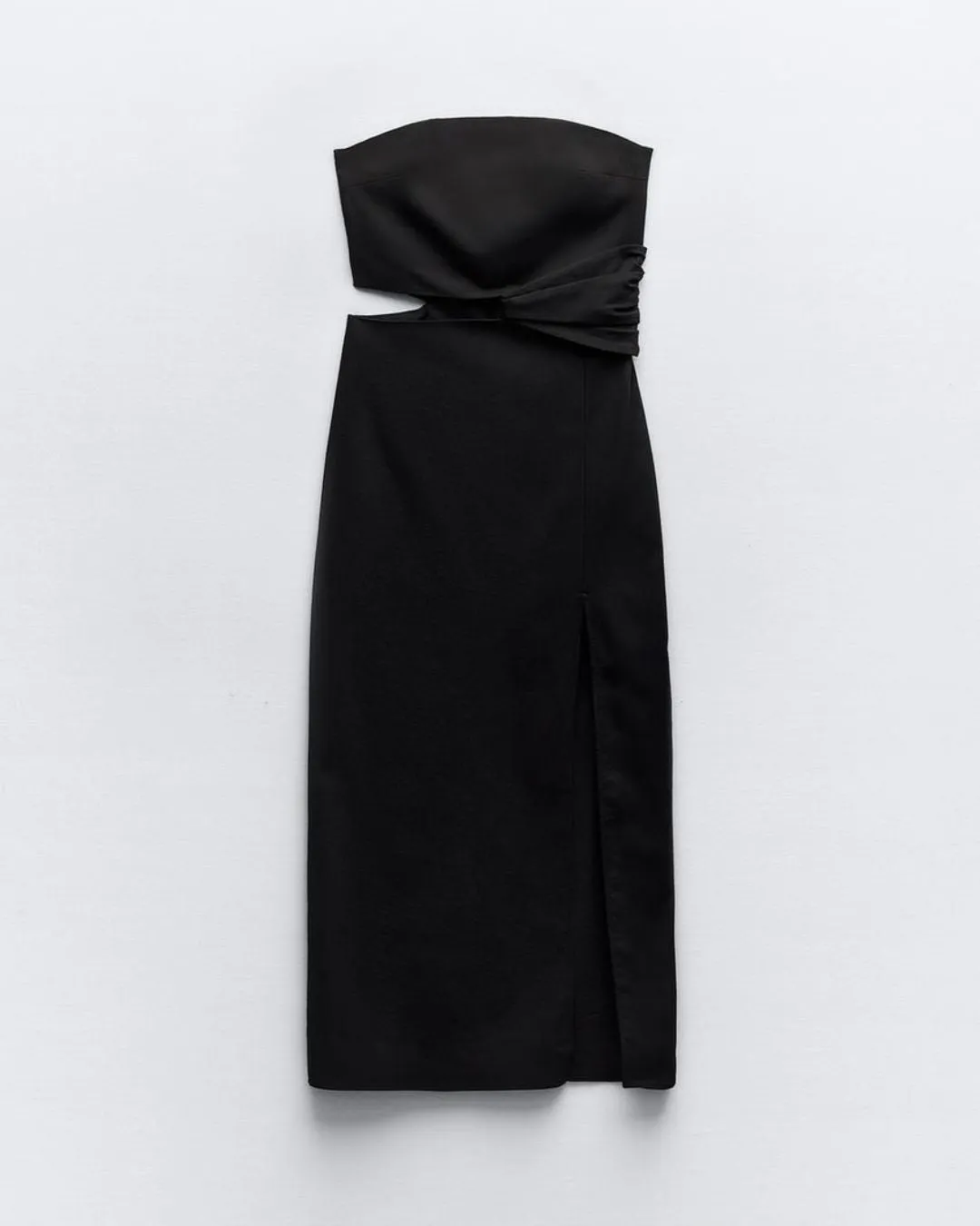 STRAPLESS SLIT DRESS - 100% COTTON