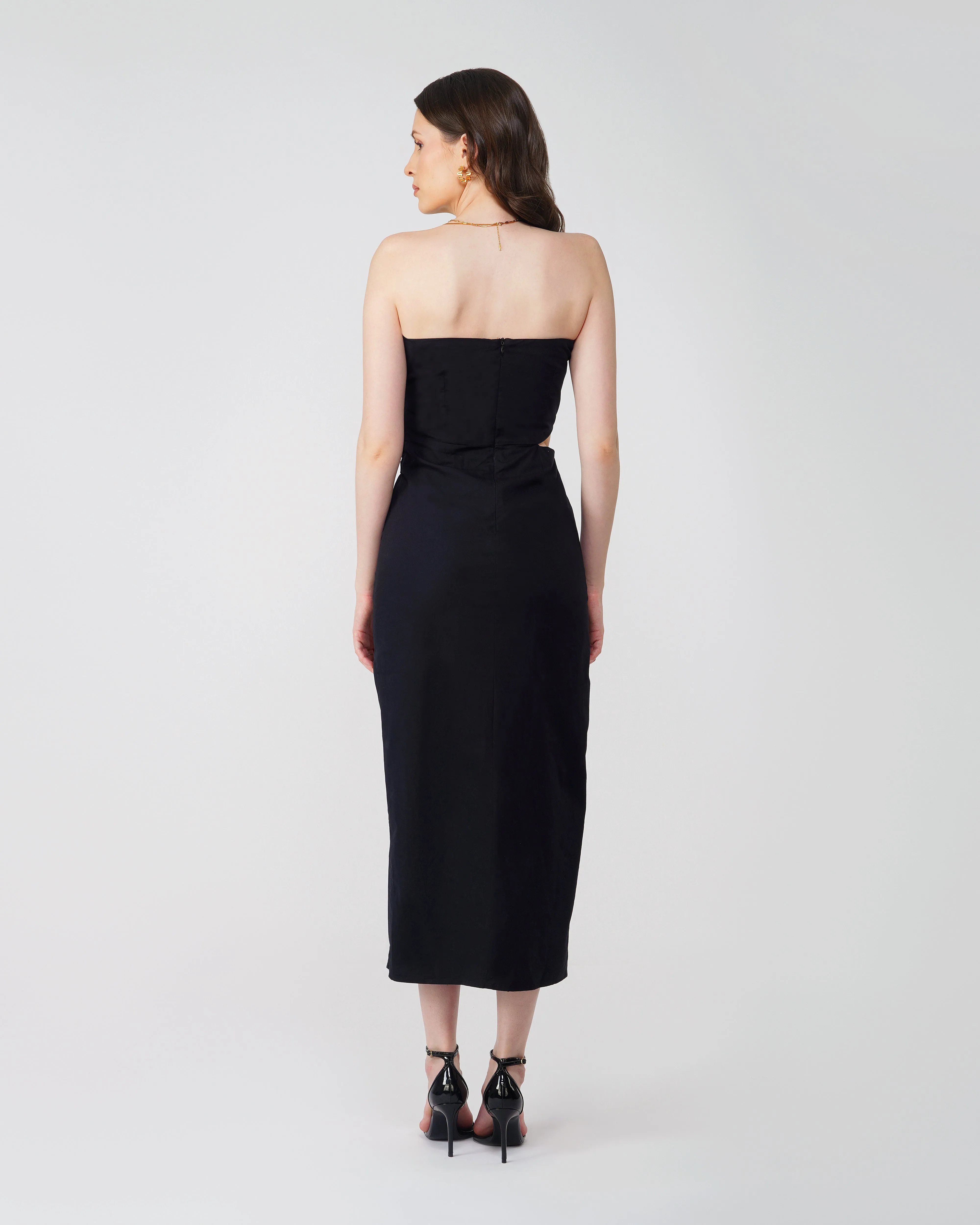 STRAPLESS SLIT DRESS - 100% COTTON